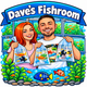 Dave’s Fishroom approved brand profile: Dave and Megan holding bags of fish beneath the blue Dave’s Fishroom banner.